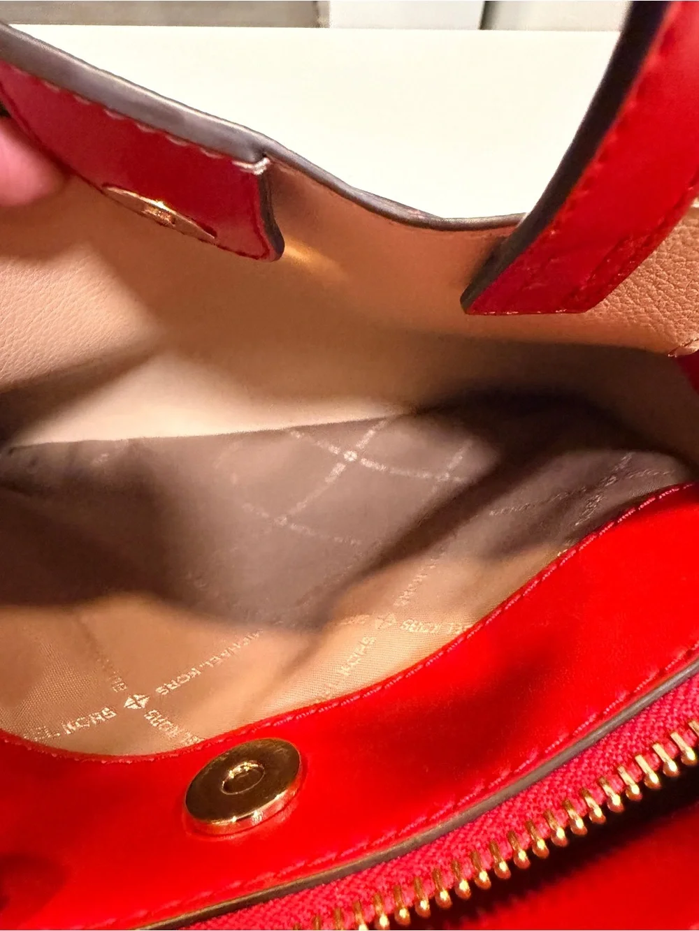 Michael Kors Red Pebbled Leather Belted Satchel Small Crossbody Bag w/strap
